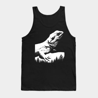 Bearded Dragon Lizard Vintage Distressed Reptile Forest Tree Silhouette Art Tank Top